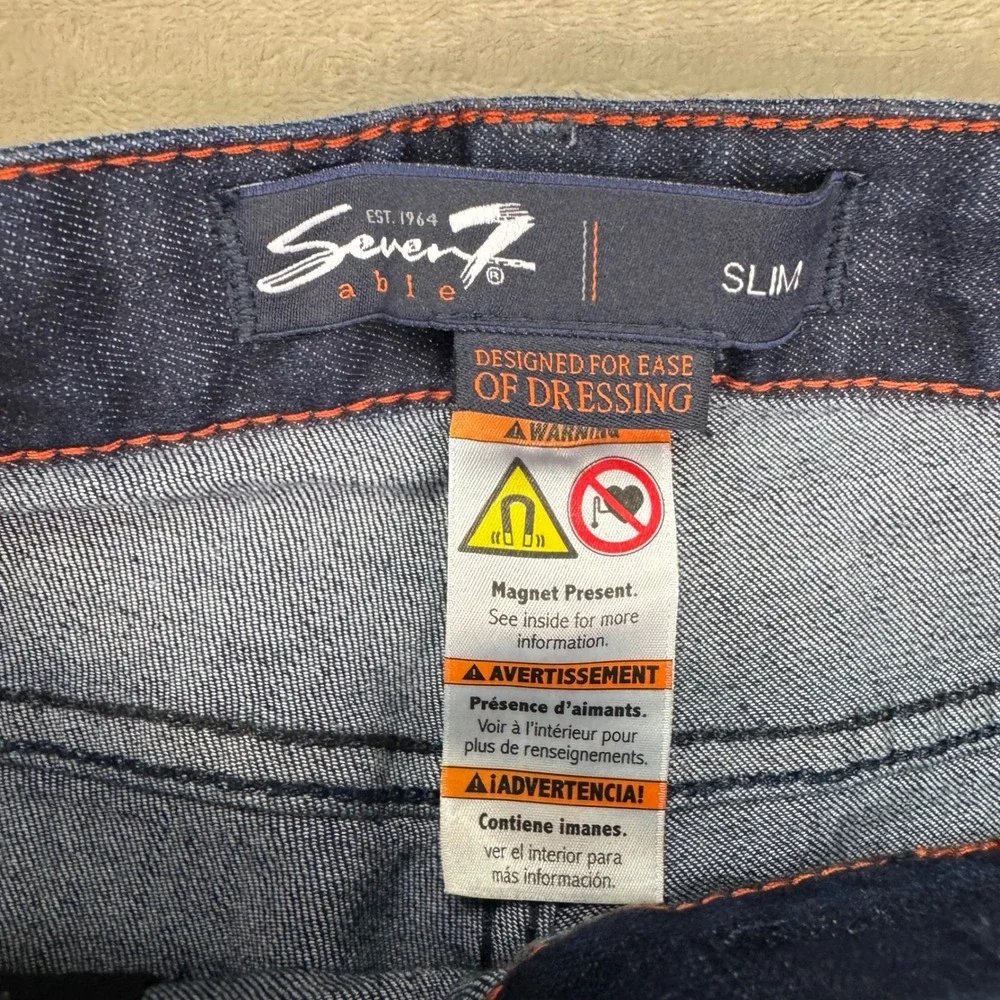 Seven7 Able Jeans Mens 32x30 Blue Slim Adaptive Magnetic Fly Easy Dressing New